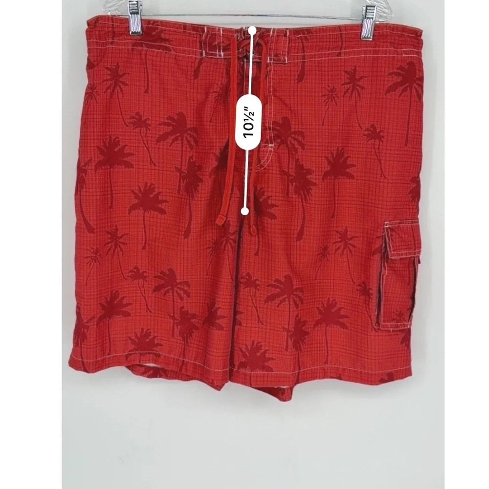 Junction West Orange Palm Tree‎ Cargo Board Shorts XL Beach Resortwear 101-10